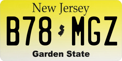 NJ license plate B78MGZ