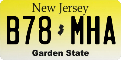 NJ license plate B78MHA