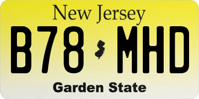 NJ license plate B78MHD