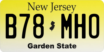 NJ license plate B78MHO