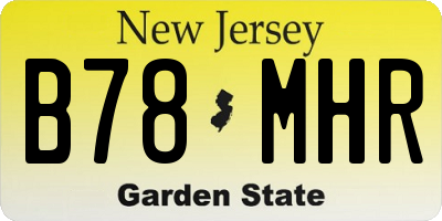 NJ license plate B78MHR