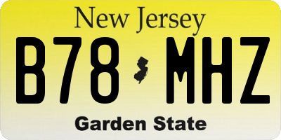 NJ license plate B78MHZ