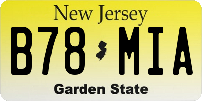 NJ license plate B78MIA