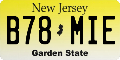 NJ license plate B78MIE