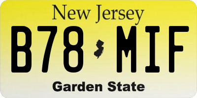NJ license plate B78MIF