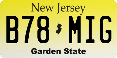 NJ license plate B78MIG