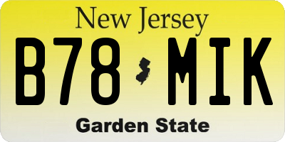 NJ license plate B78MIK