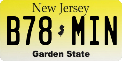 NJ license plate B78MIN
