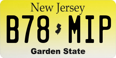 NJ license plate B78MIP