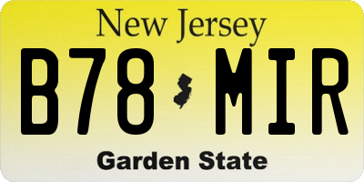 NJ license plate B78MIR