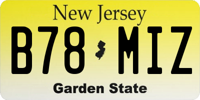 NJ license plate B78MIZ