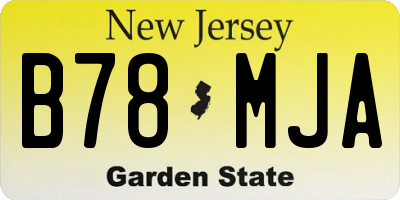 NJ license plate B78MJA