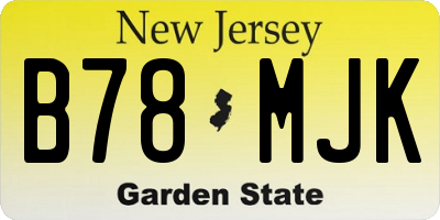 NJ license plate B78MJK