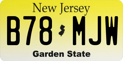 NJ license plate B78MJW