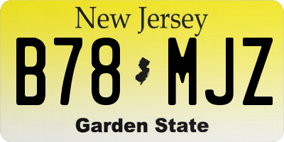 NJ license plate B78MJZ
