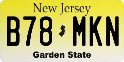 NJ license plate B78MKN