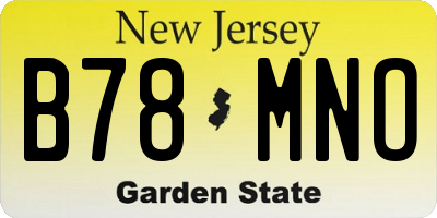 NJ license plate B78MNO