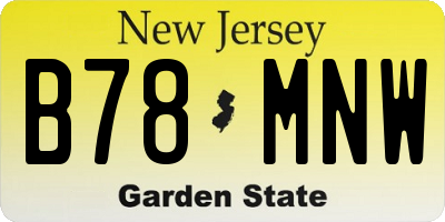 NJ license plate B78MNW