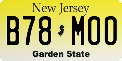 NJ license plate B78MOO