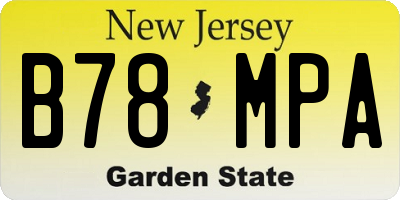 NJ license plate B78MPA