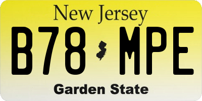 NJ license plate B78MPE