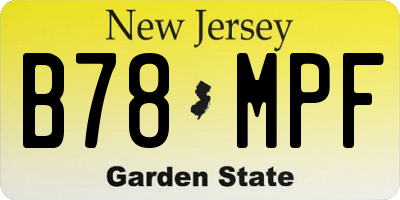 NJ license plate B78MPF