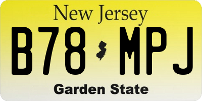 NJ license plate B78MPJ