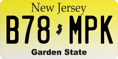 NJ license plate B78MPK