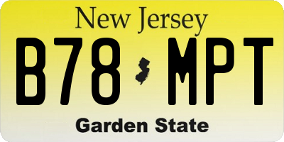 NJ license plate B78MPT
