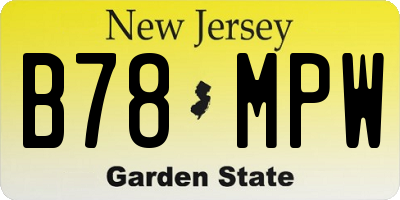 NJ license plate B78MPW