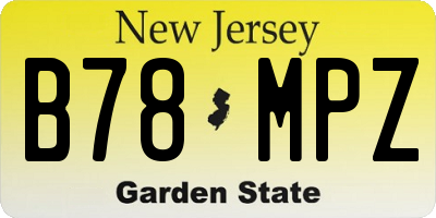 NJ license plate B78MPZ