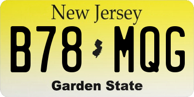 NJ license plate B78MQG