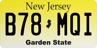 NJ license plate B78MQI