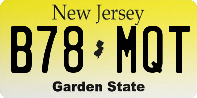 NJ license plate B78MQT