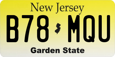 NJ license plate B78MQU