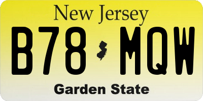 NJ license plate B78MQW