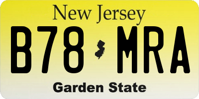 NJ license plate B78MRA