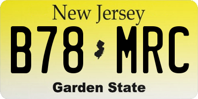 NJ license plate B78MRC