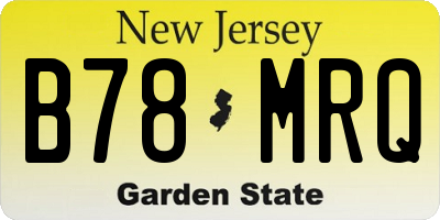 NJ license plate B78MRQ