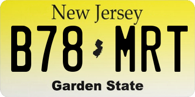 NJ license plate B78MRT