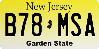 NJ license plate B78MSA