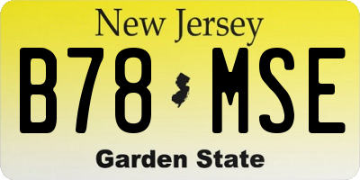 NJ license plate B78MSE