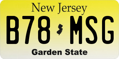 NJ license plate B78MSG