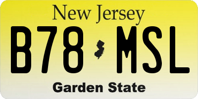 NJ license plate B78MSL