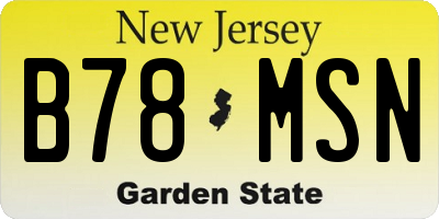 NJ license plate B78MSN