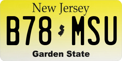 NJ license plate B78MSU