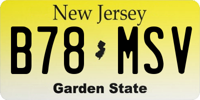 NJ license plate B78MSV