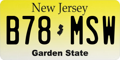 NJ license plate B78MSW