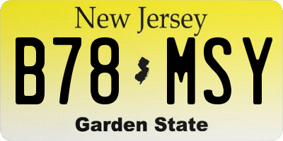 NJ license plate B78MSY