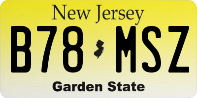 NJ license plate B78MSZ
